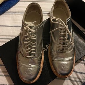 Chanel metallic oxfords